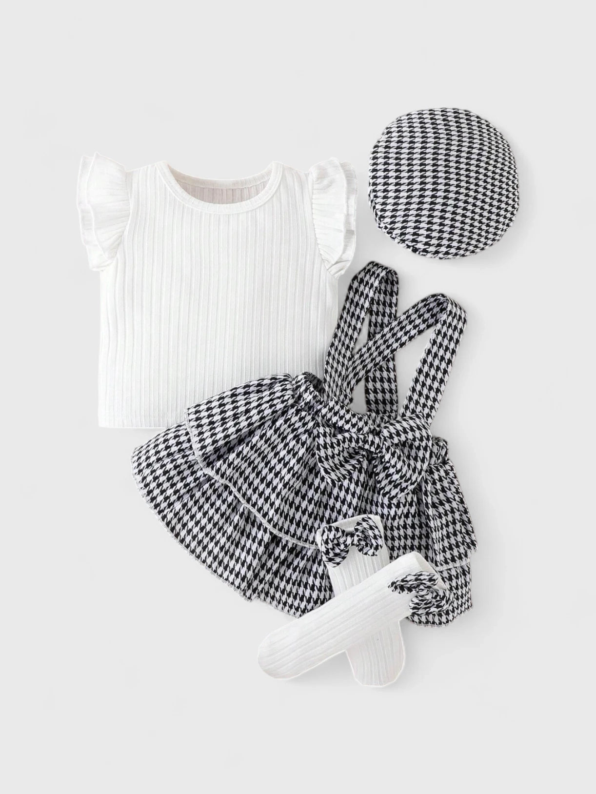 Skirt , top , hat , socks combo
