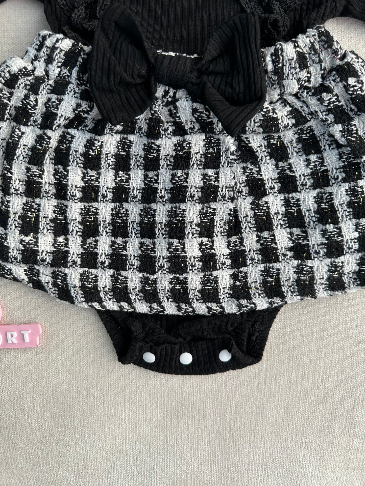 Tweed romper set with headband