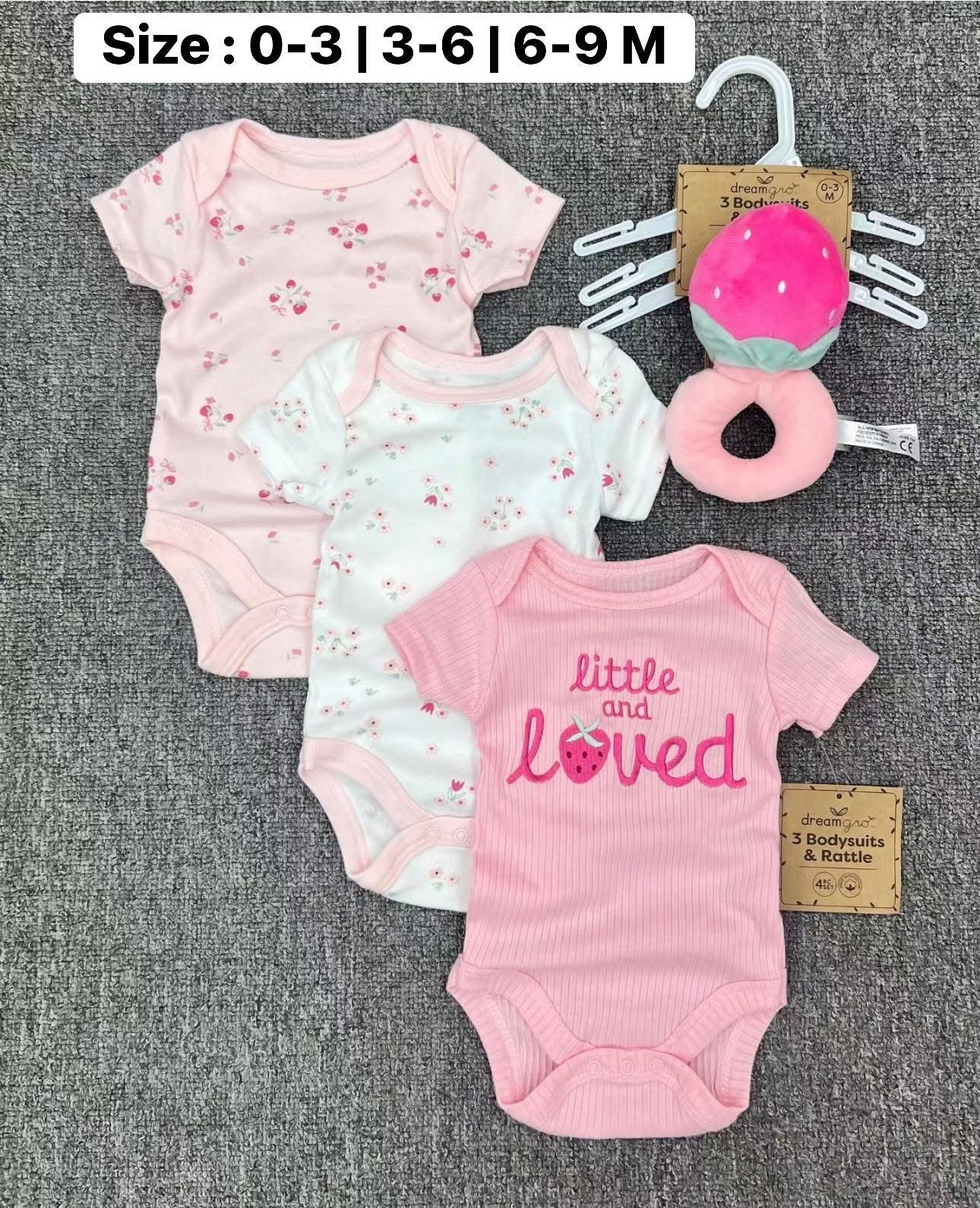 3pcs romper + 1 toy imported romper set for babies
