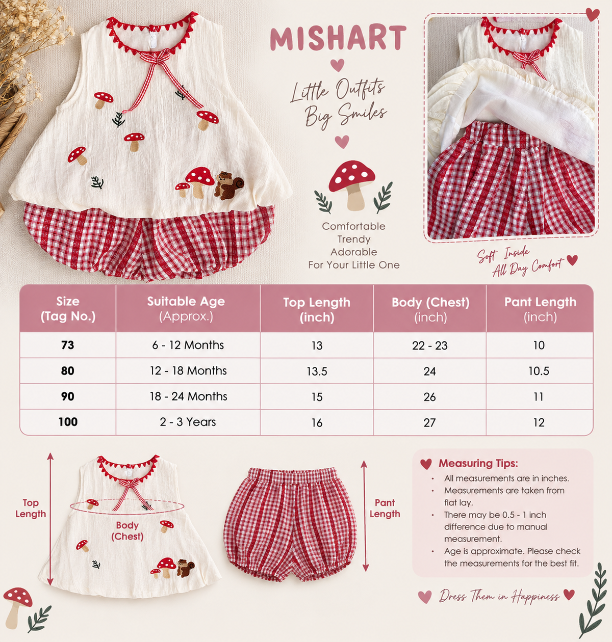 Little Mushroom Forest Baby Girl Dress 🍄❤️