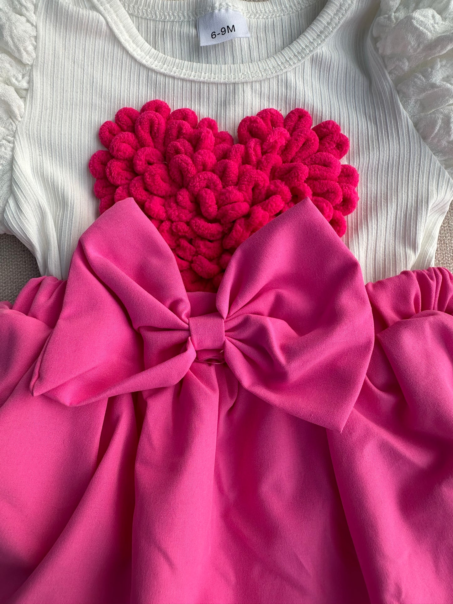 3D Cute love shape attached romper with headband & socks