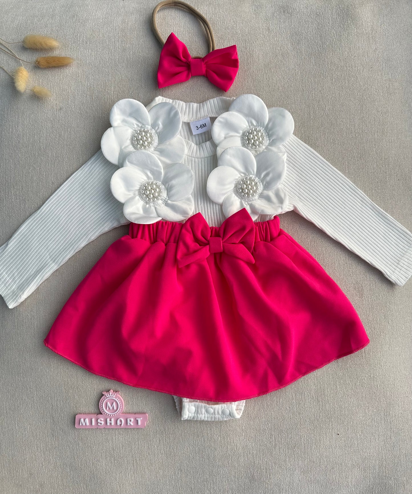 Cute 3D  Flower  romper with headband