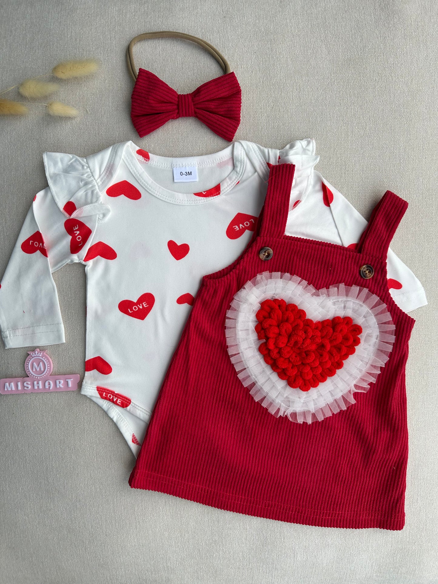 Cute love shape romper with headband