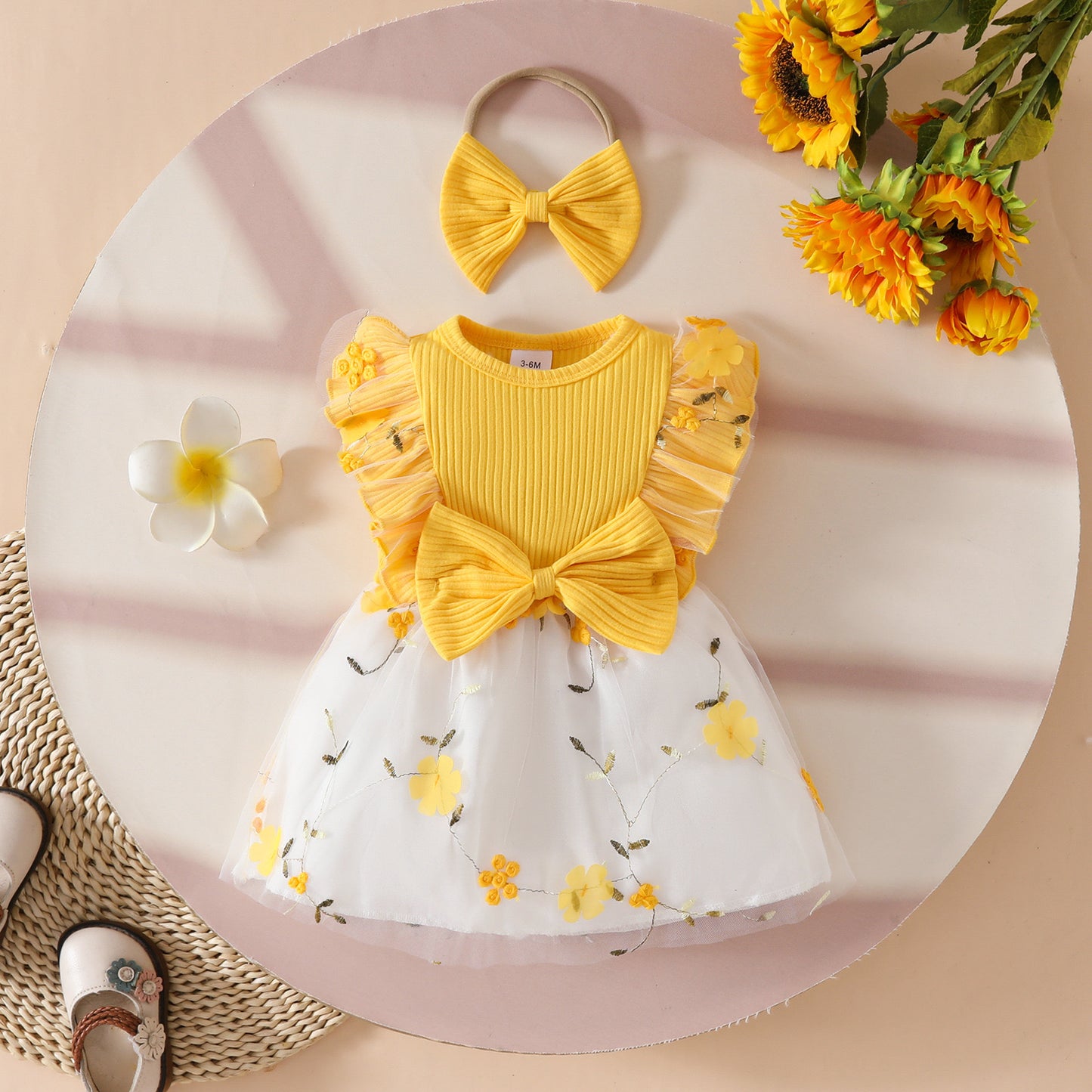 Beautiful embroidery dress with headband
