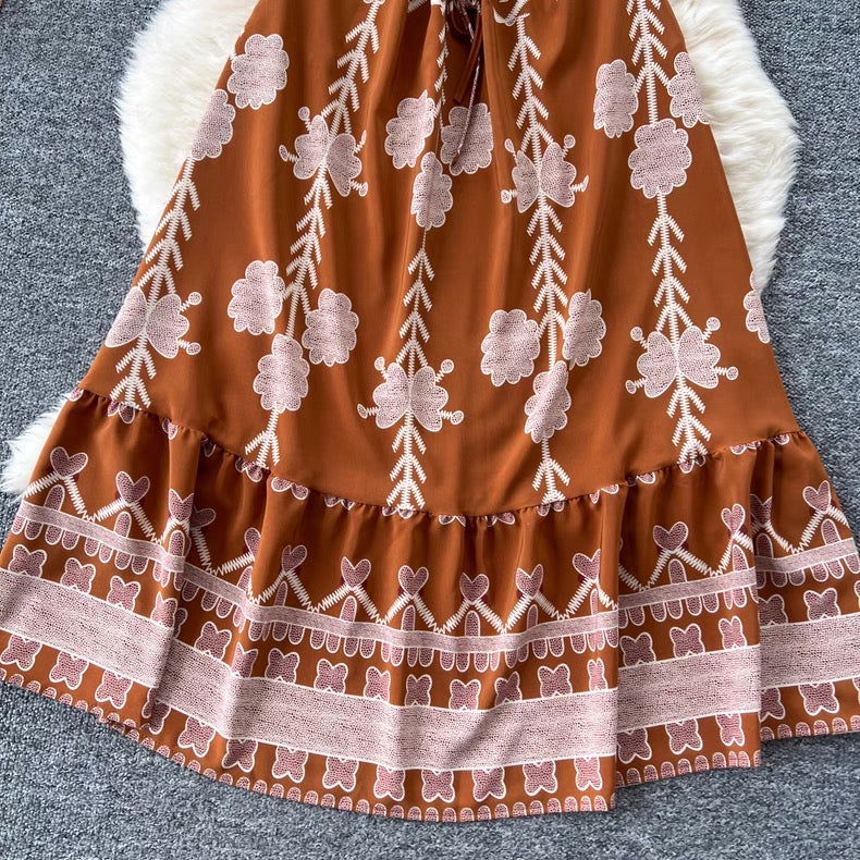 short-sleeved printed summer dress