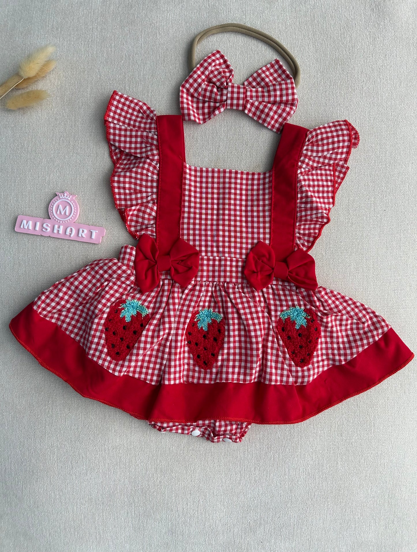 Backless strawberry baby photoshoot dress