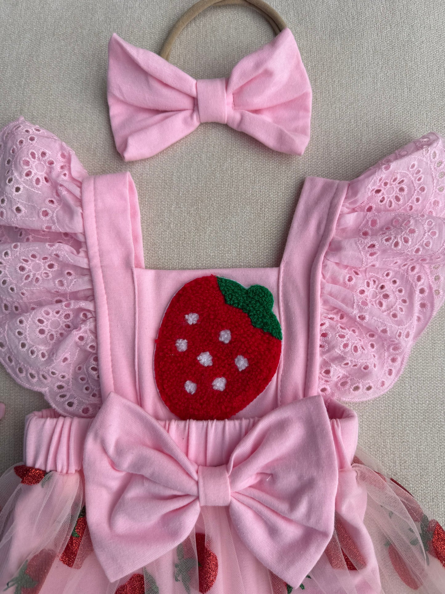 Strawberry Princess Tulle Romper Set
