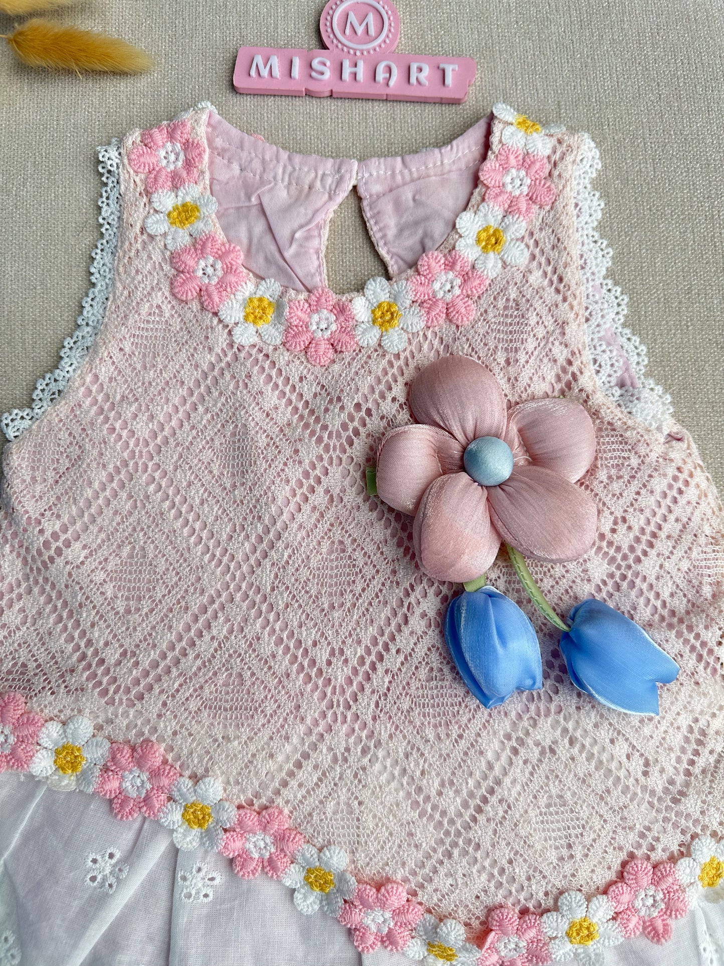 Blush tulip romper dress