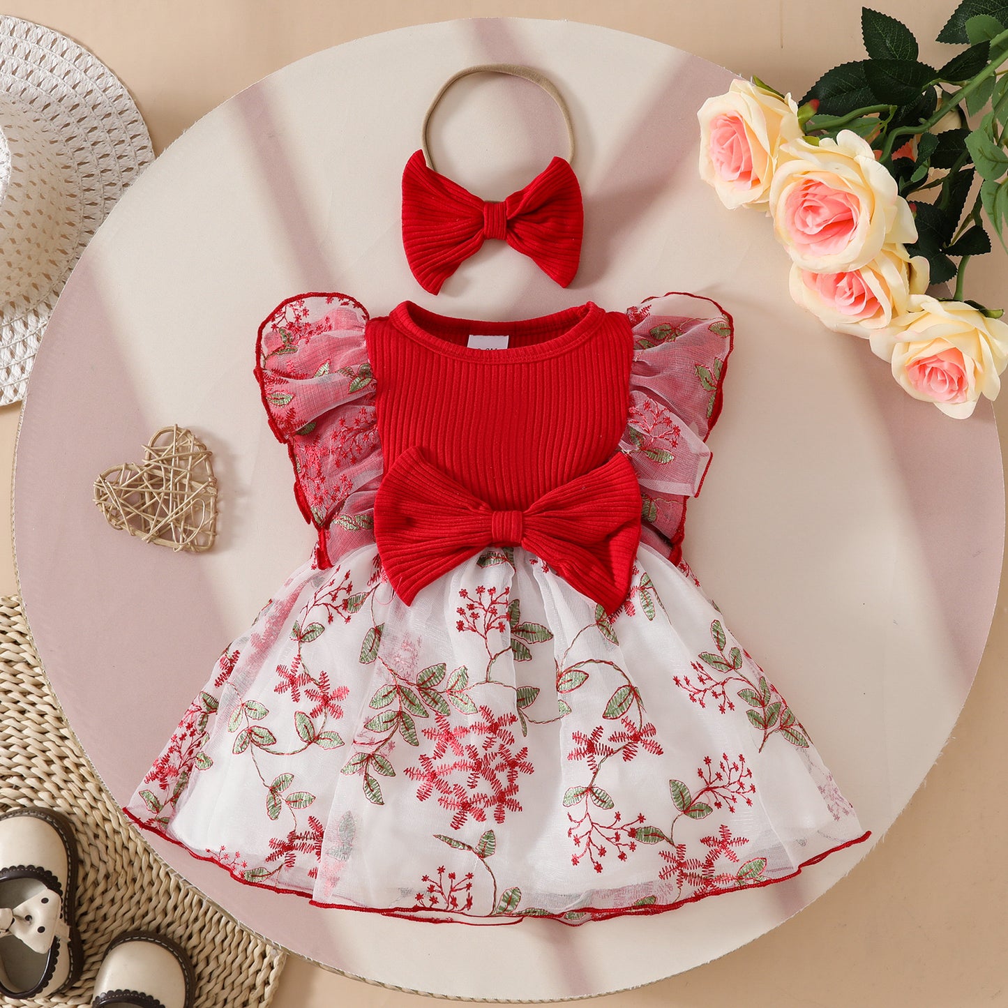 Beautiful embroidery dress with headband