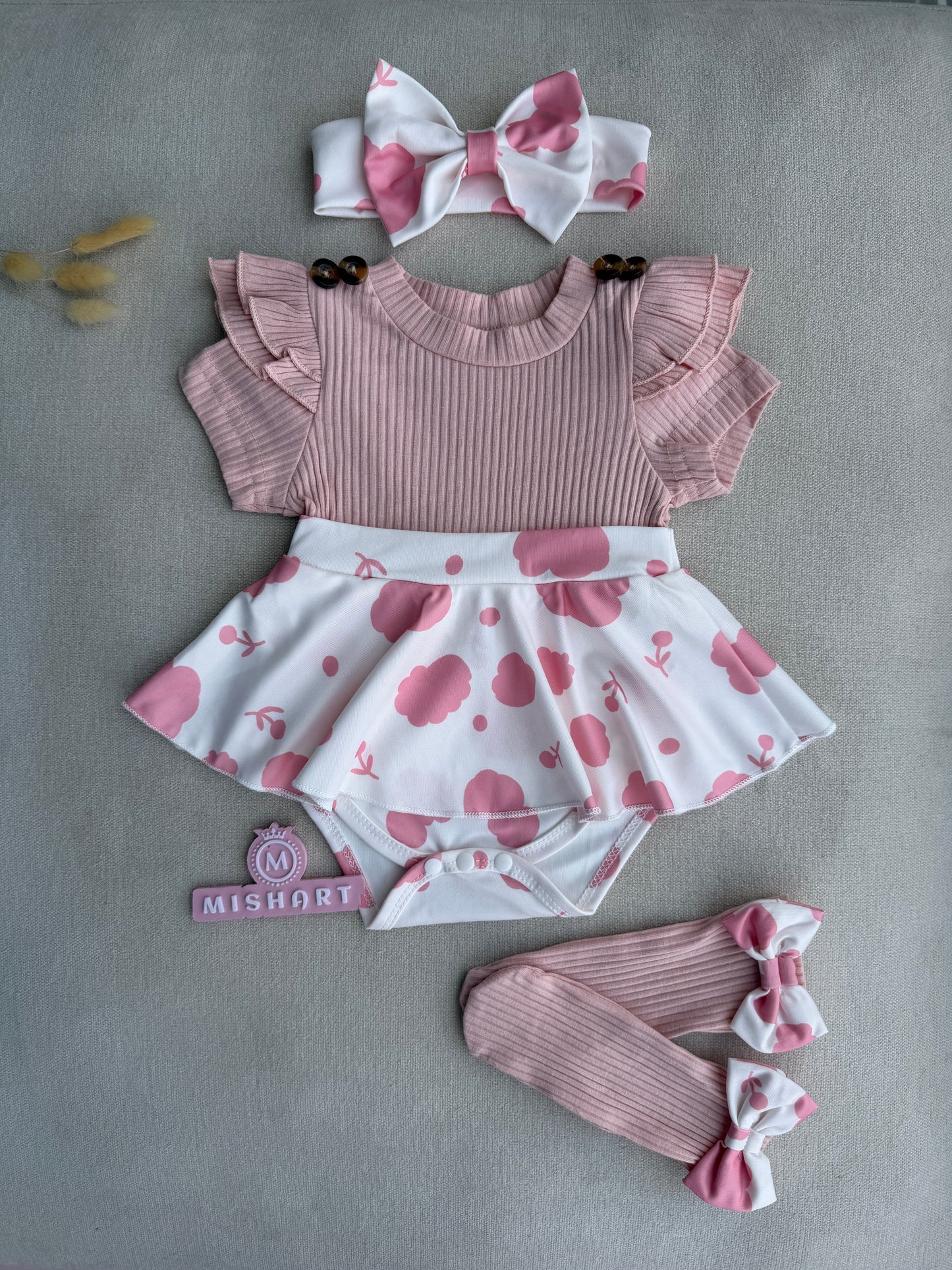 Pink Floral Baby Romper Set 🌸