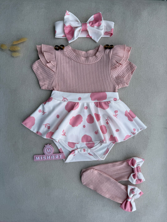 Pink Floral Baby Romper Set 🌸