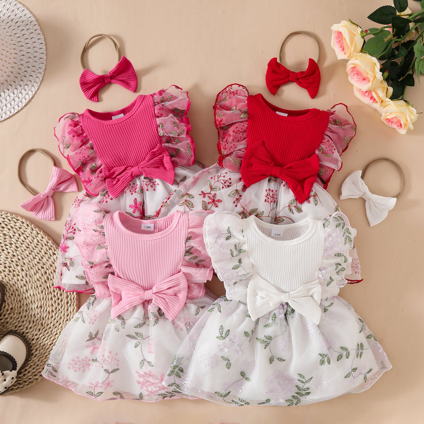 Beautiful embroidery dress with headband
