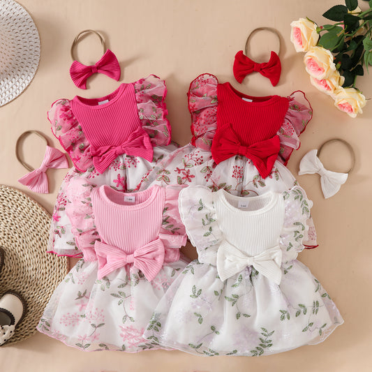 Beautiful embroidery dress with headband