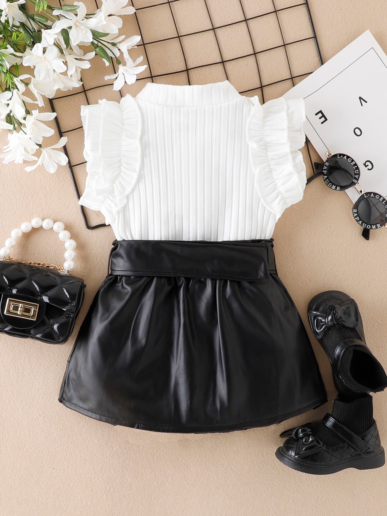 Baby summer 2 pieces suit (skirt top & belt)