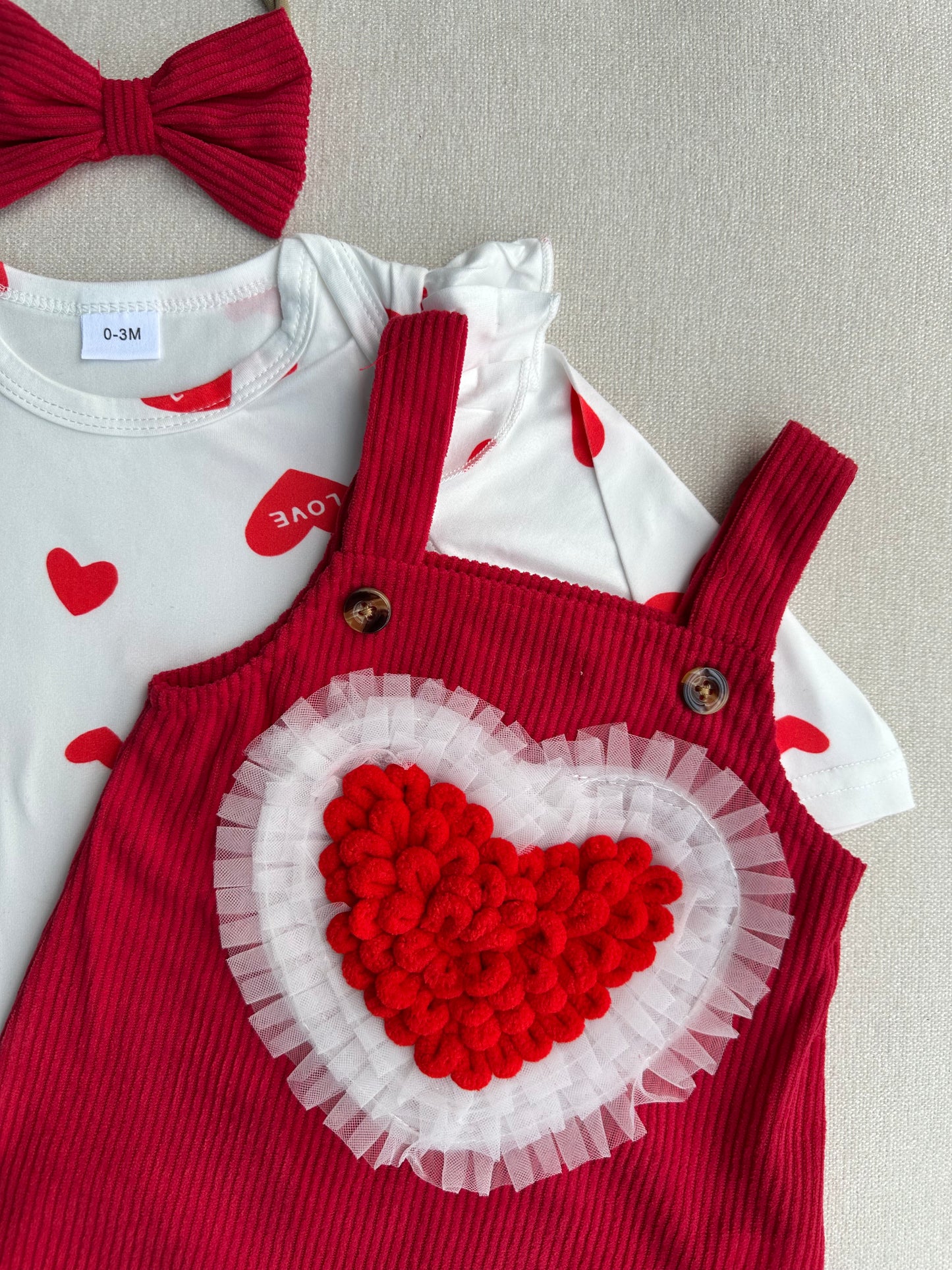 Cute love shape romper with headband