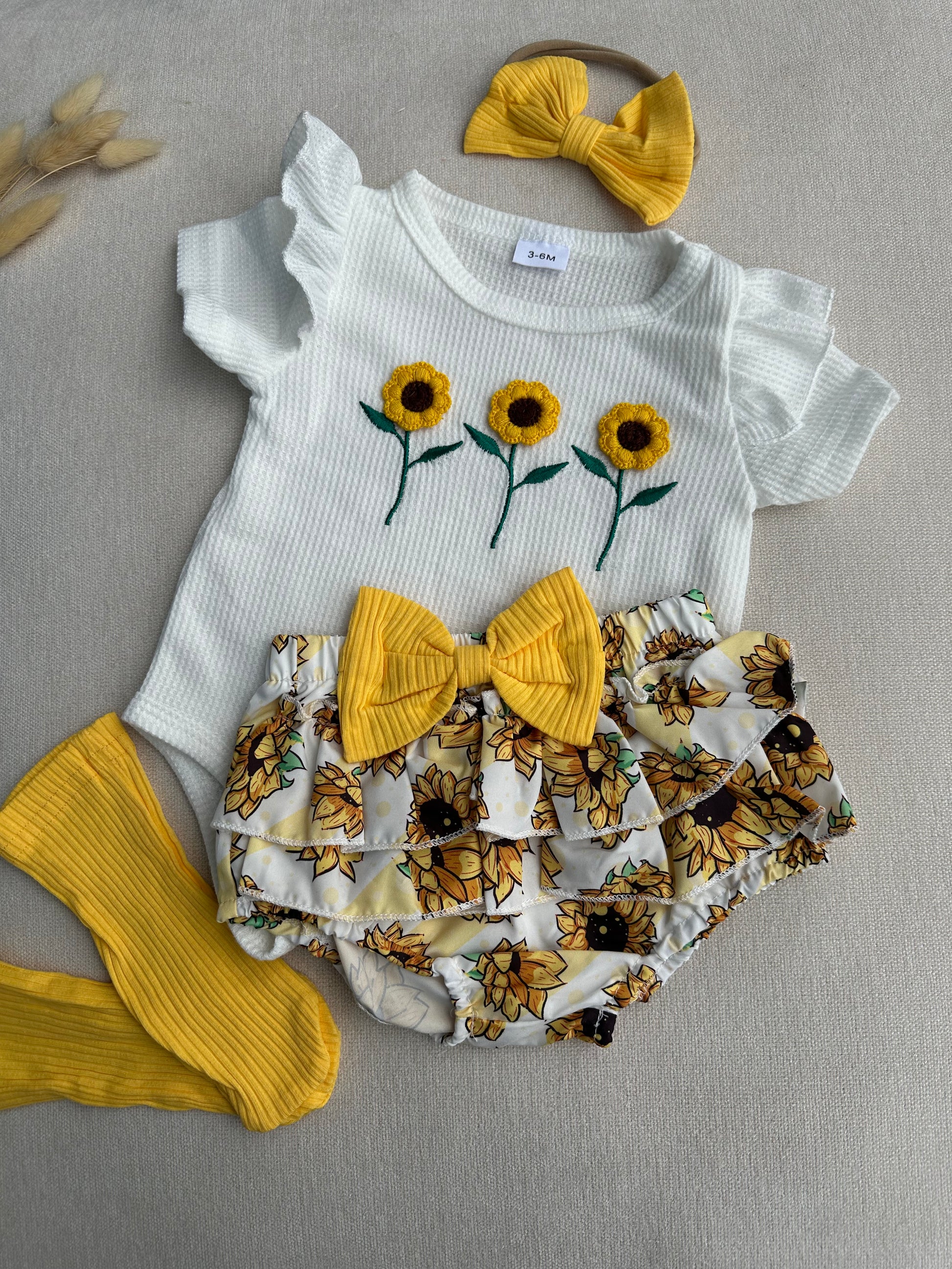 Flower top, skirt,headband,socks combo 3