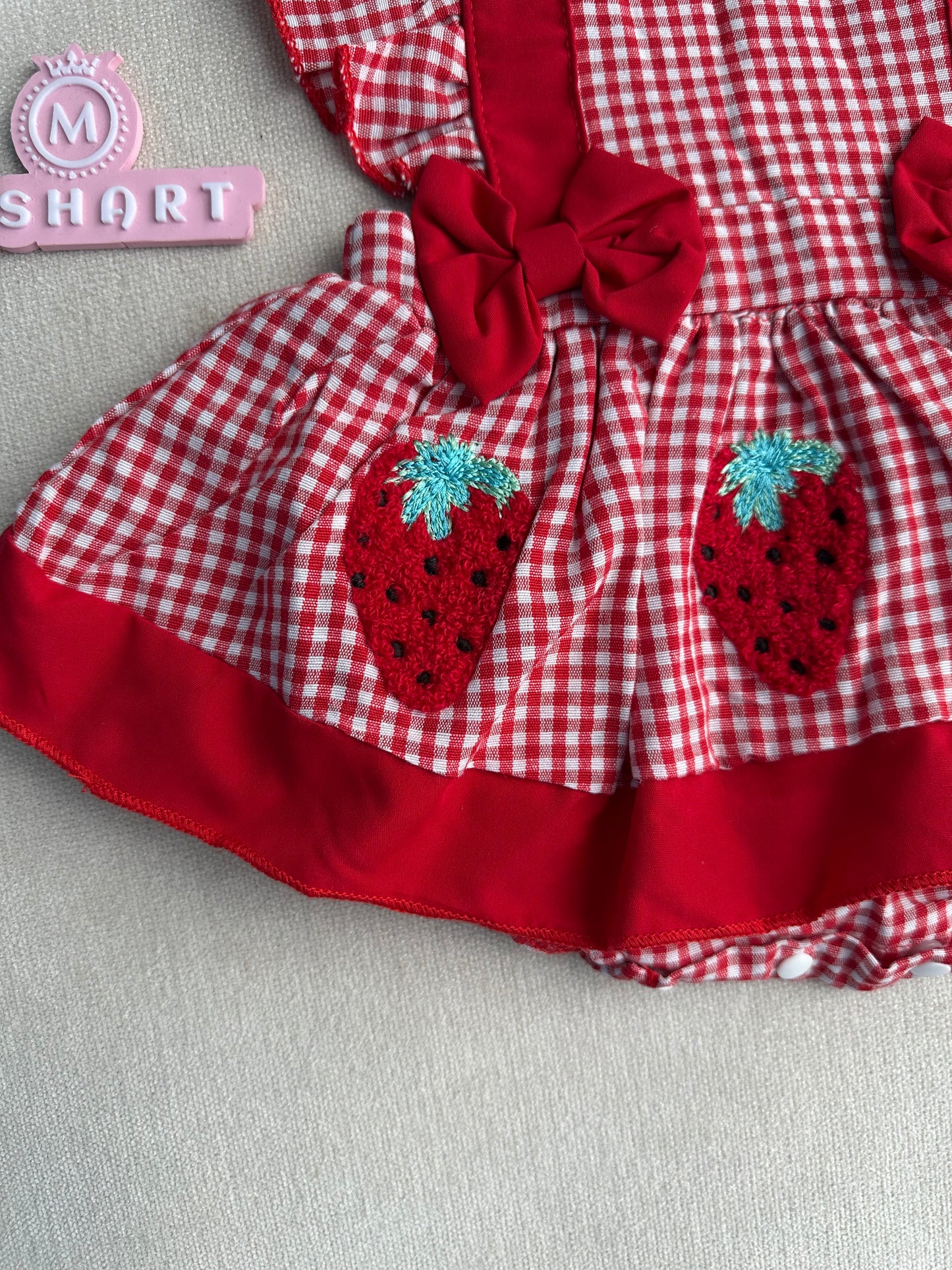 Backless strawberry baby photoshoot dress