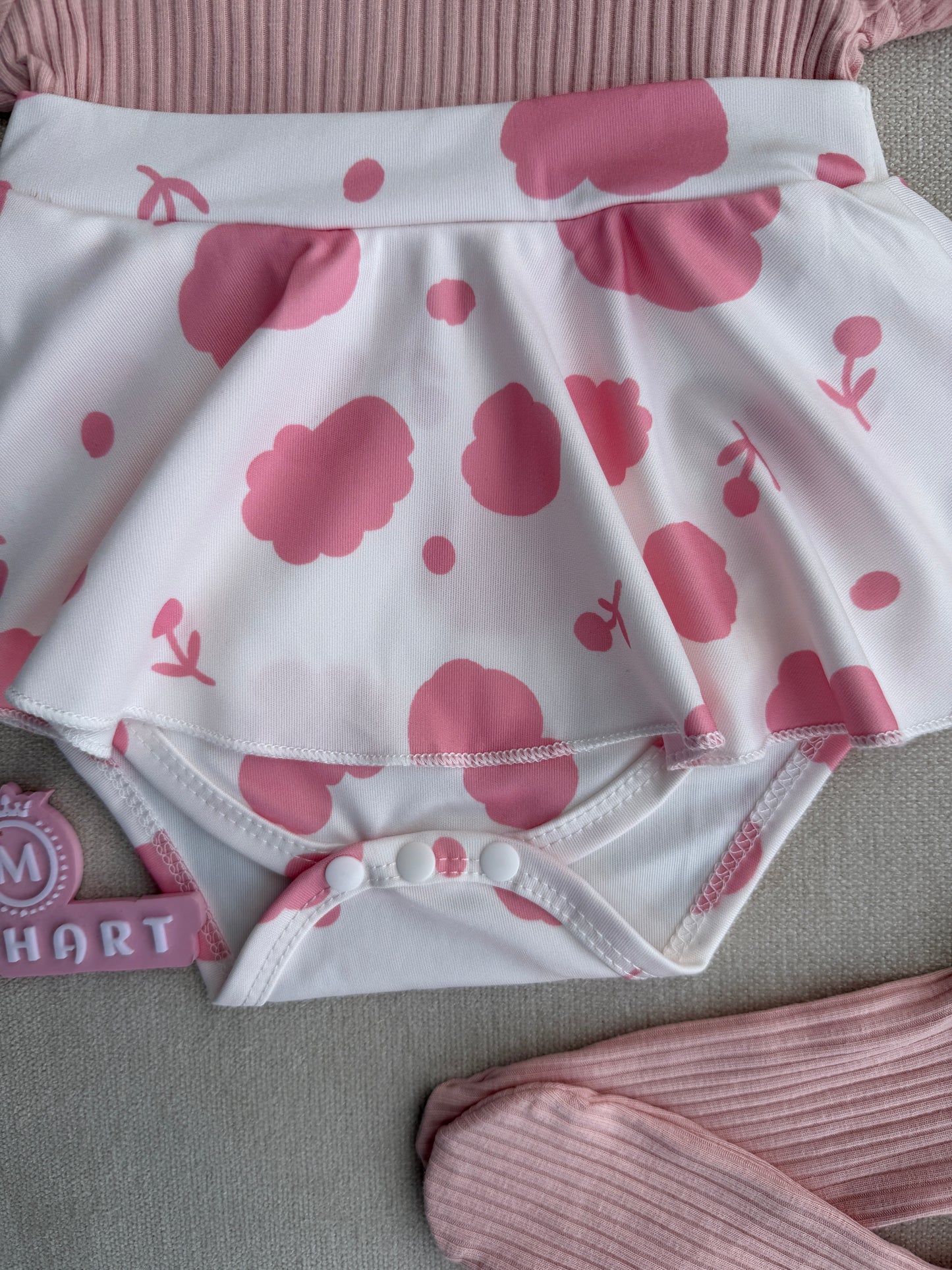 Pink Floral Baby Romper Set 🌸