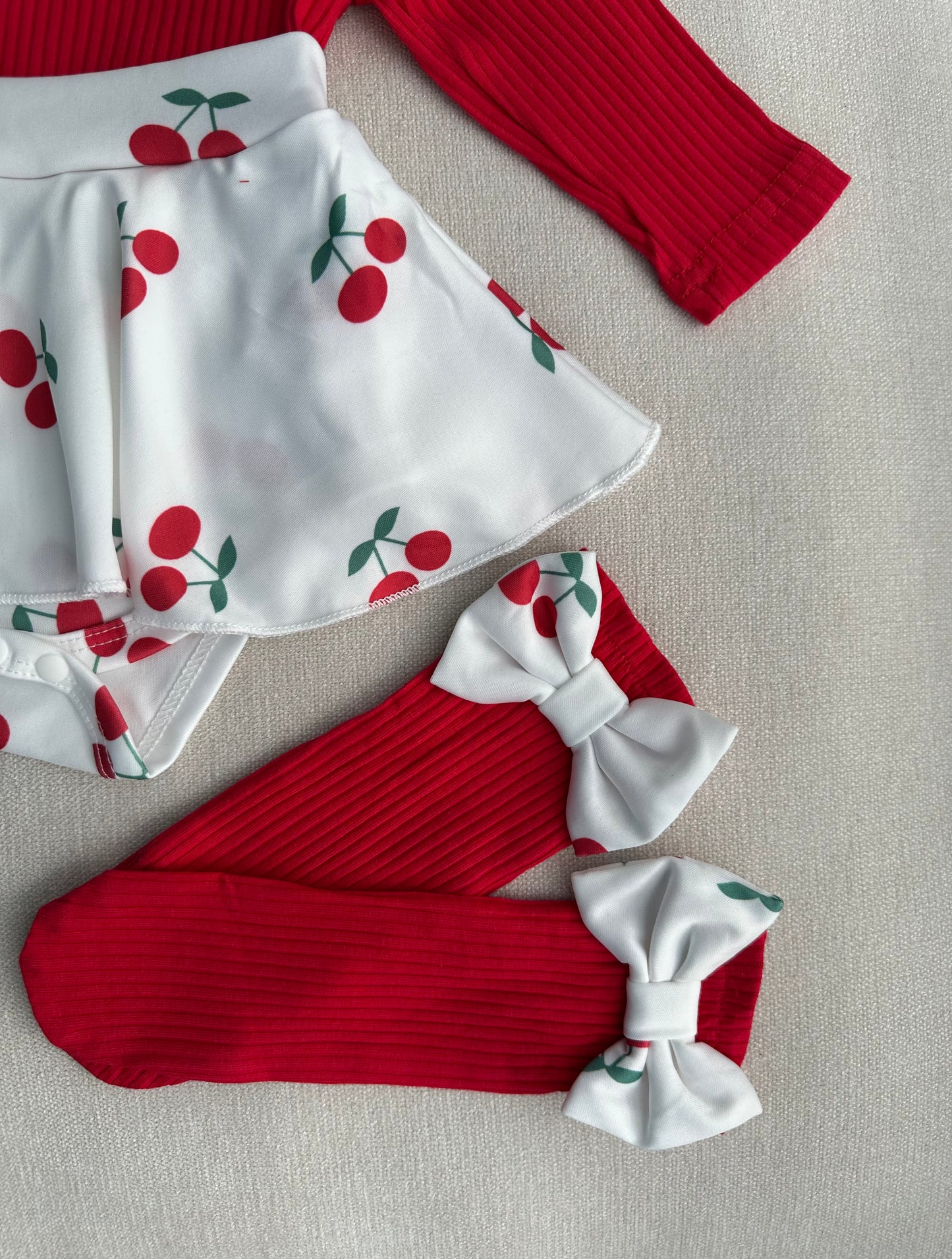 Cute cherry dress with socks & headband