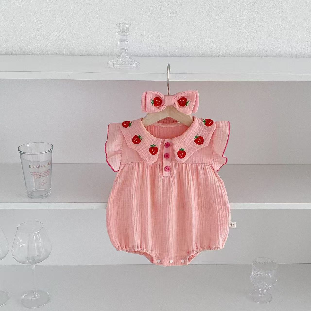 Organic cotton romper with headband