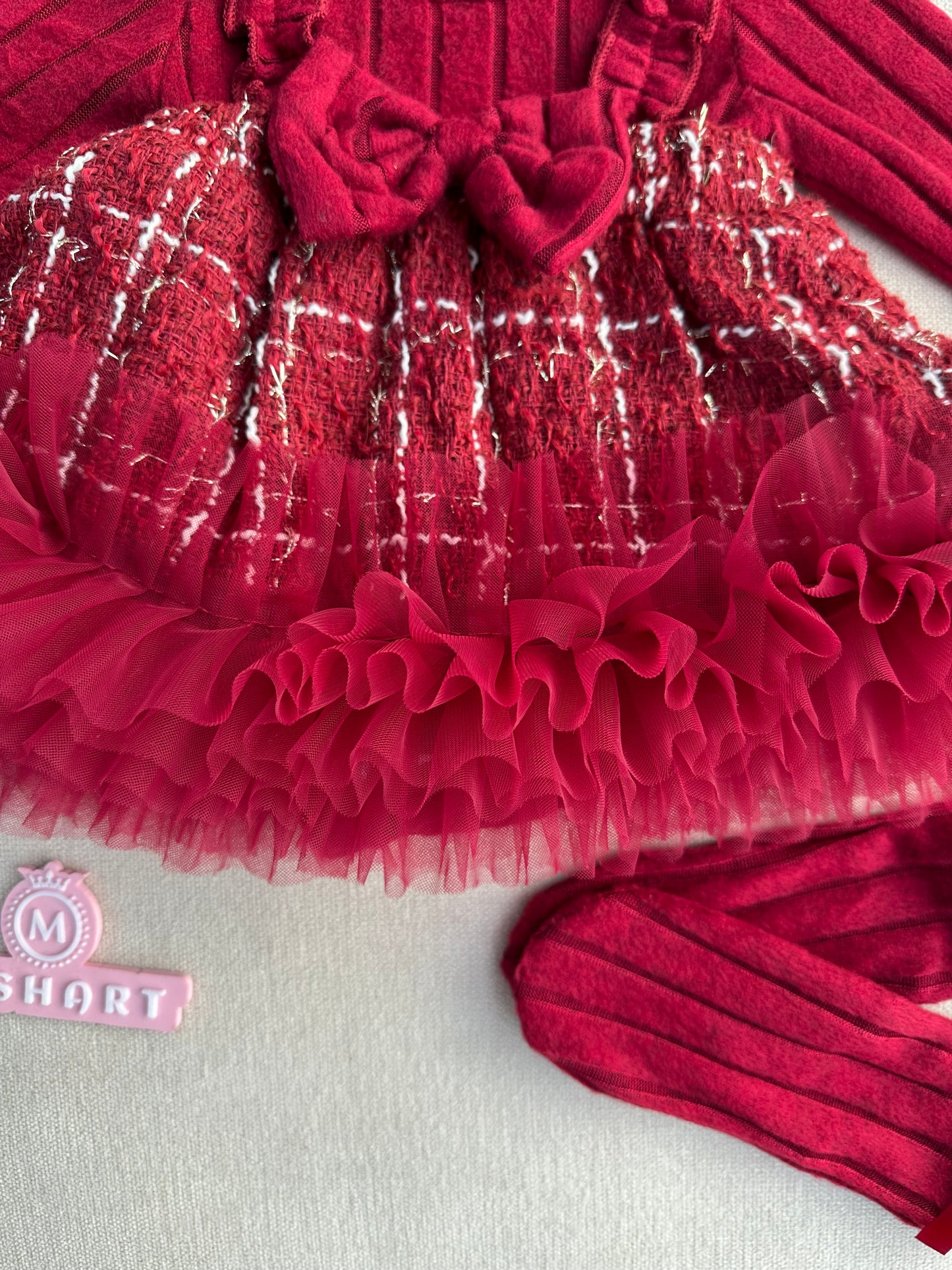 Beautiful velvet tweed dress set for baby