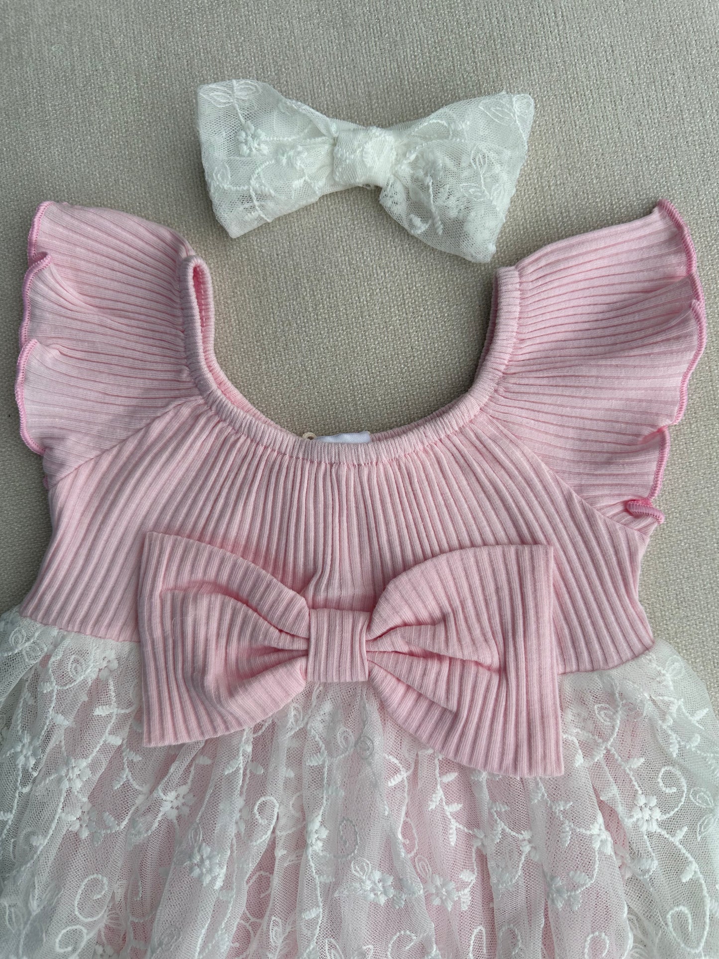 Cute romper embroidered dress  with headband