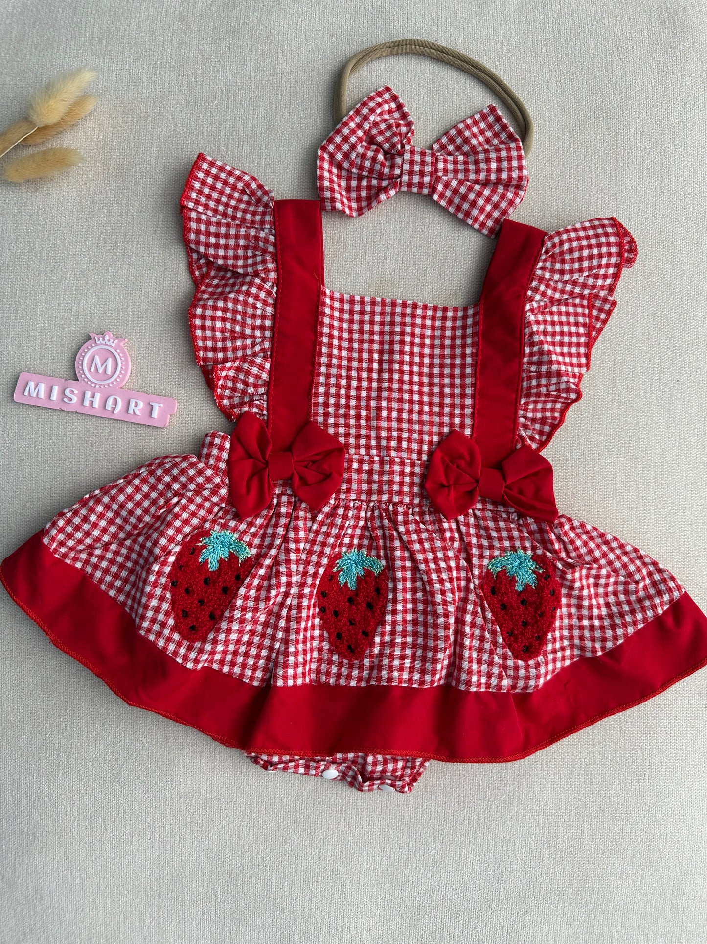 Backless strawberry baby photoshoot dress