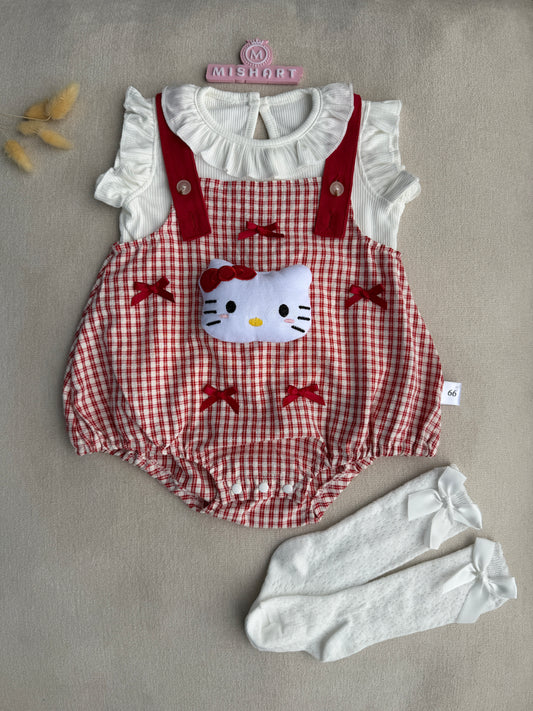 🎀 Hello Kitty Gingham Romper Set