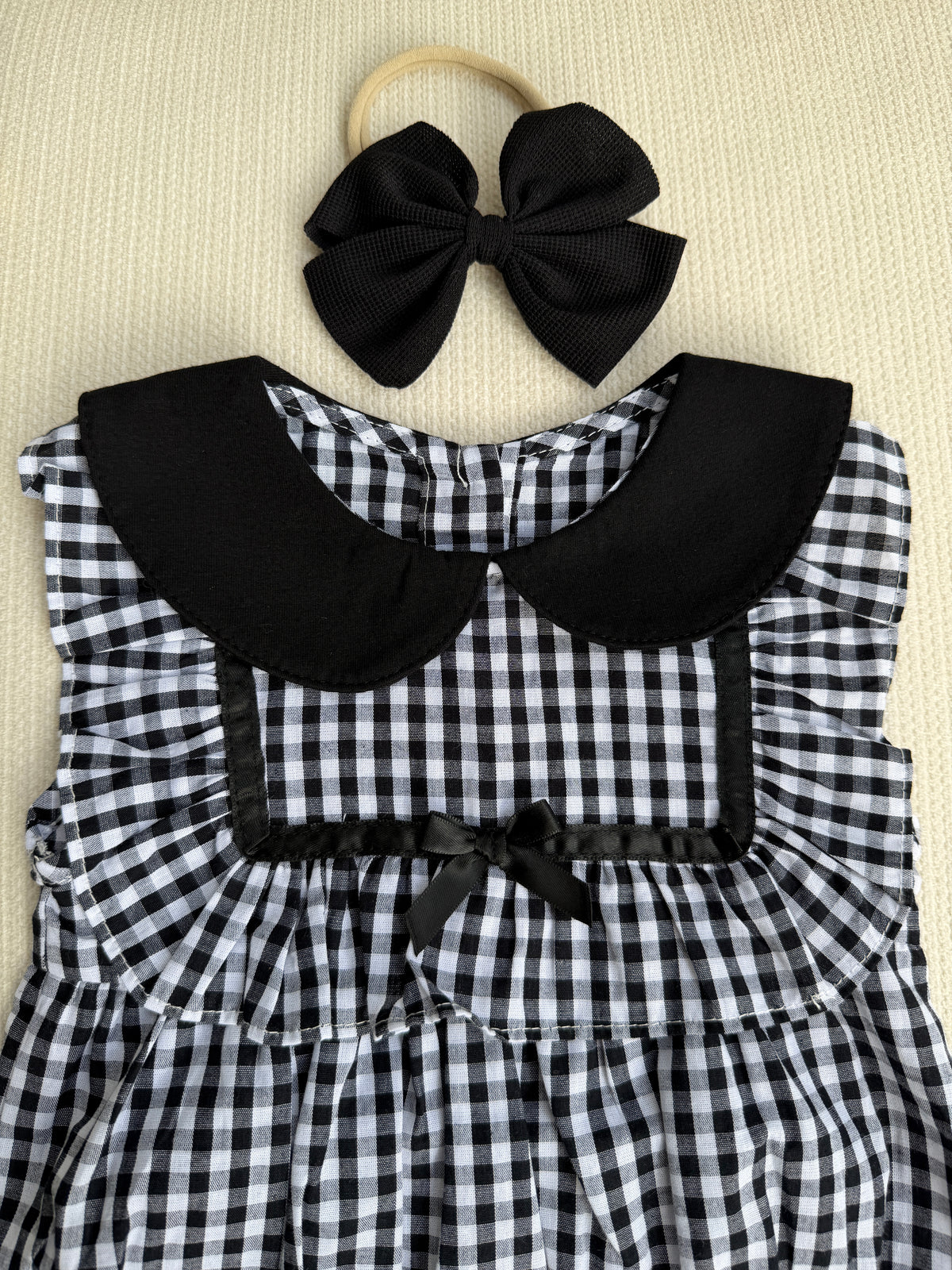 Black Gingham Princess romper set