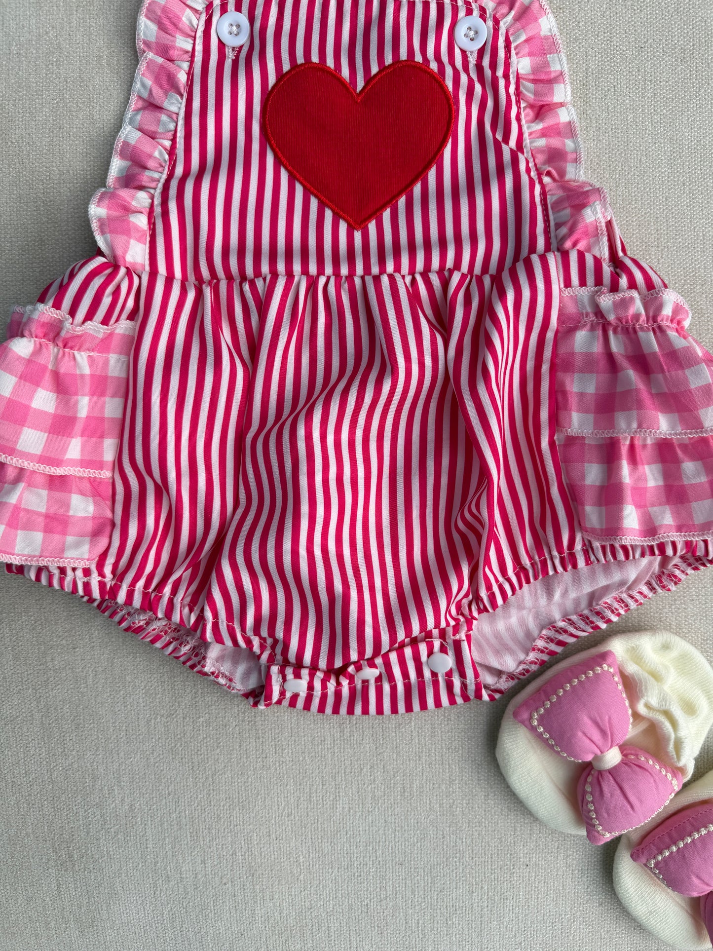 Sweetheart Stripe Romper with socks