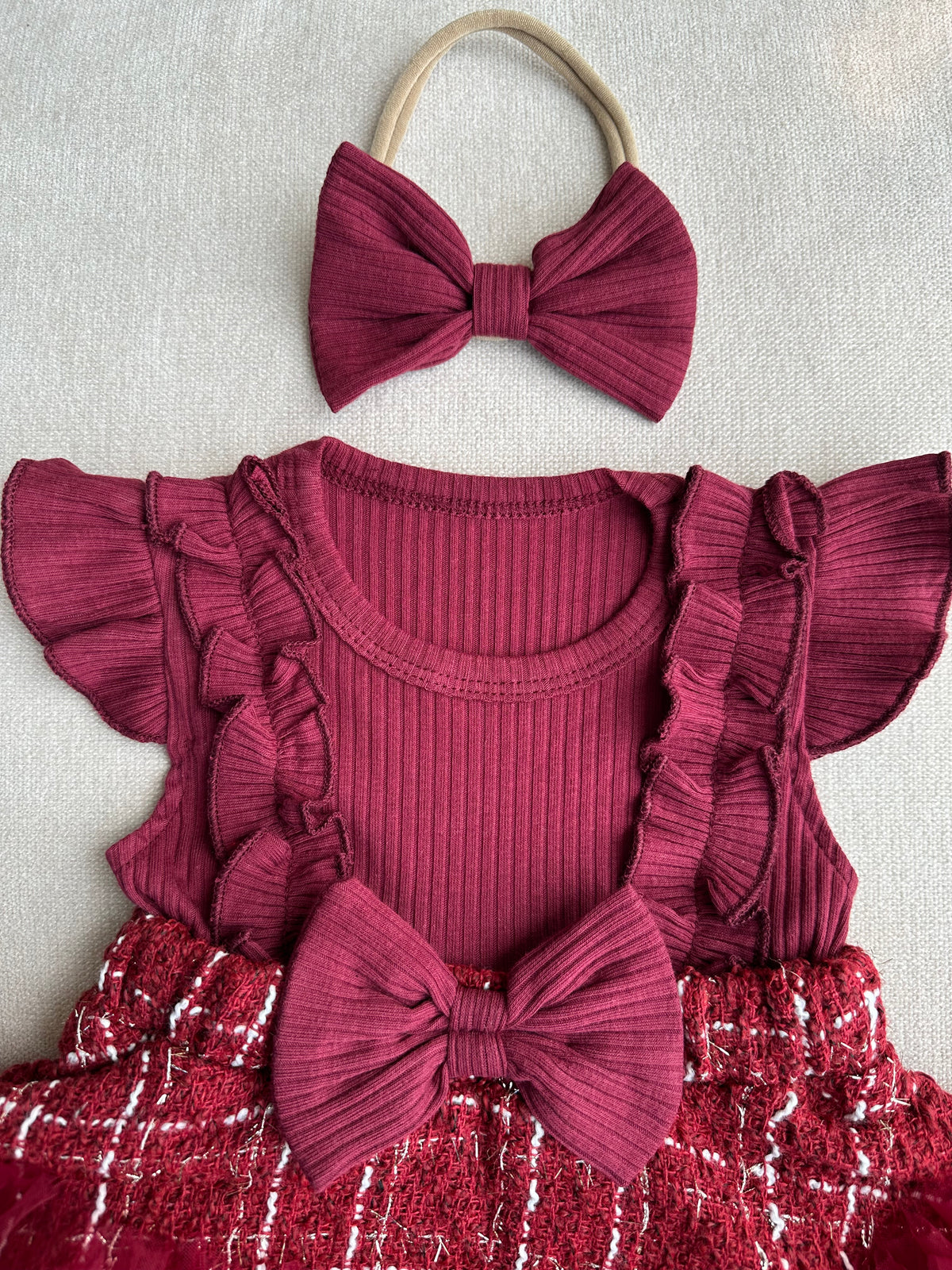 Berry Royale Ruffle Dress (short style)