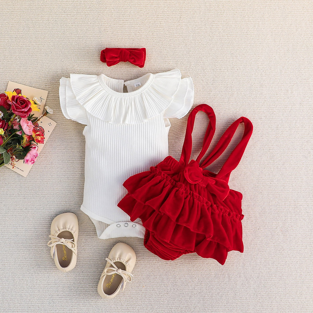 Baby dress & headband set . Velvet