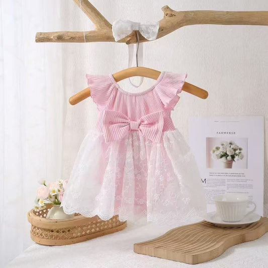 Cute romper embroidered dress  with headband