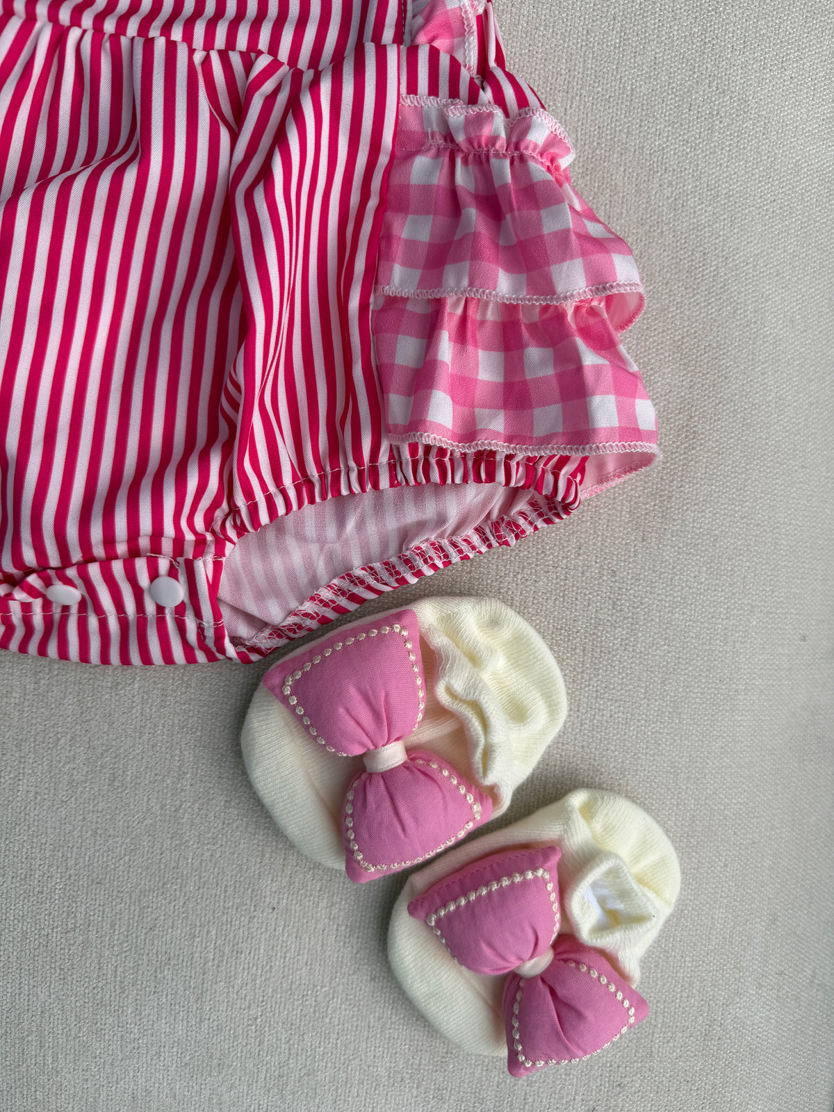 Sweetheart Stripe Romper with socks