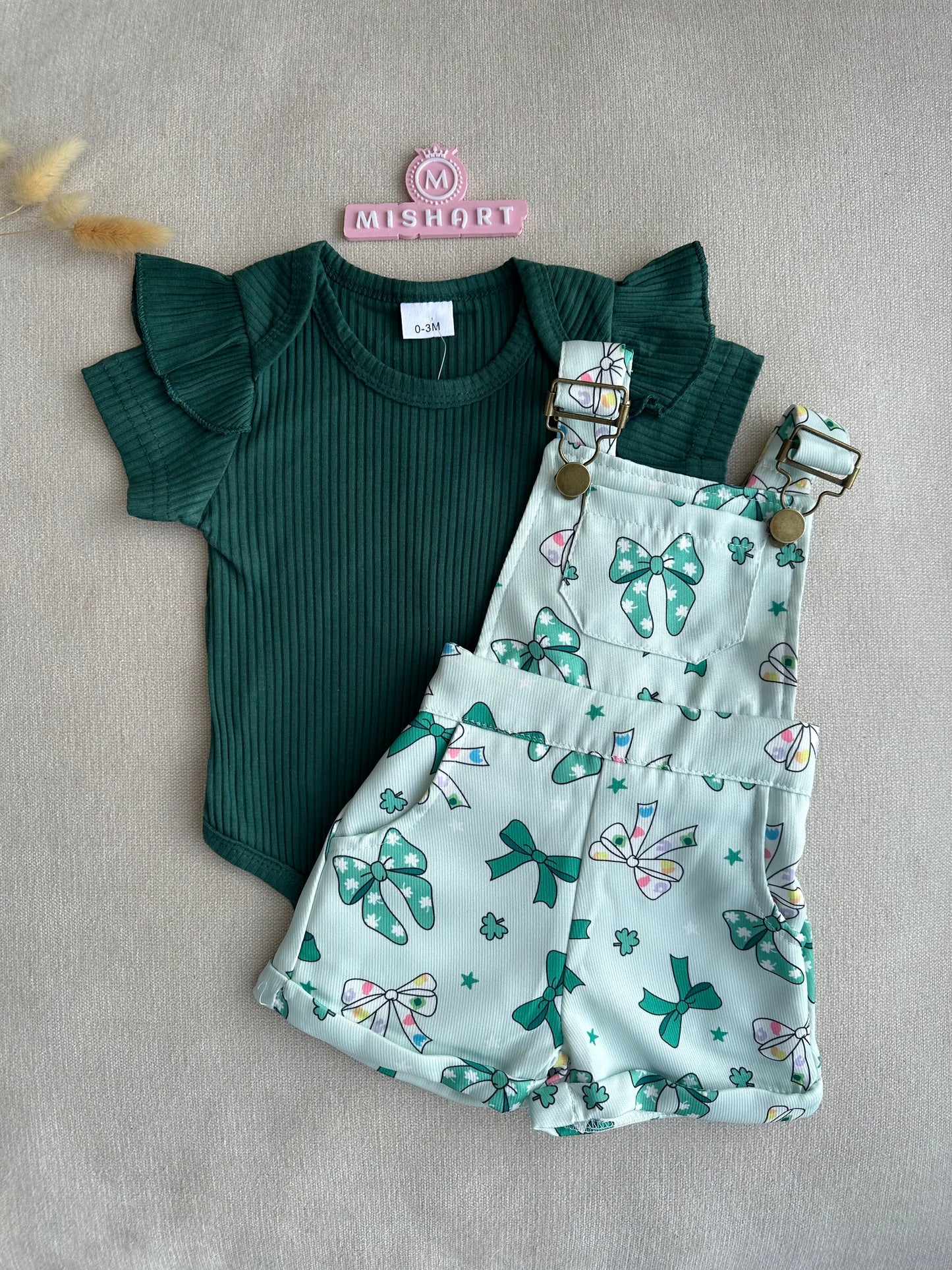 Emerald Bow Romper Set