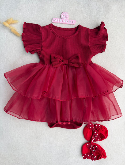 Exclusive soft ruby dress with socks