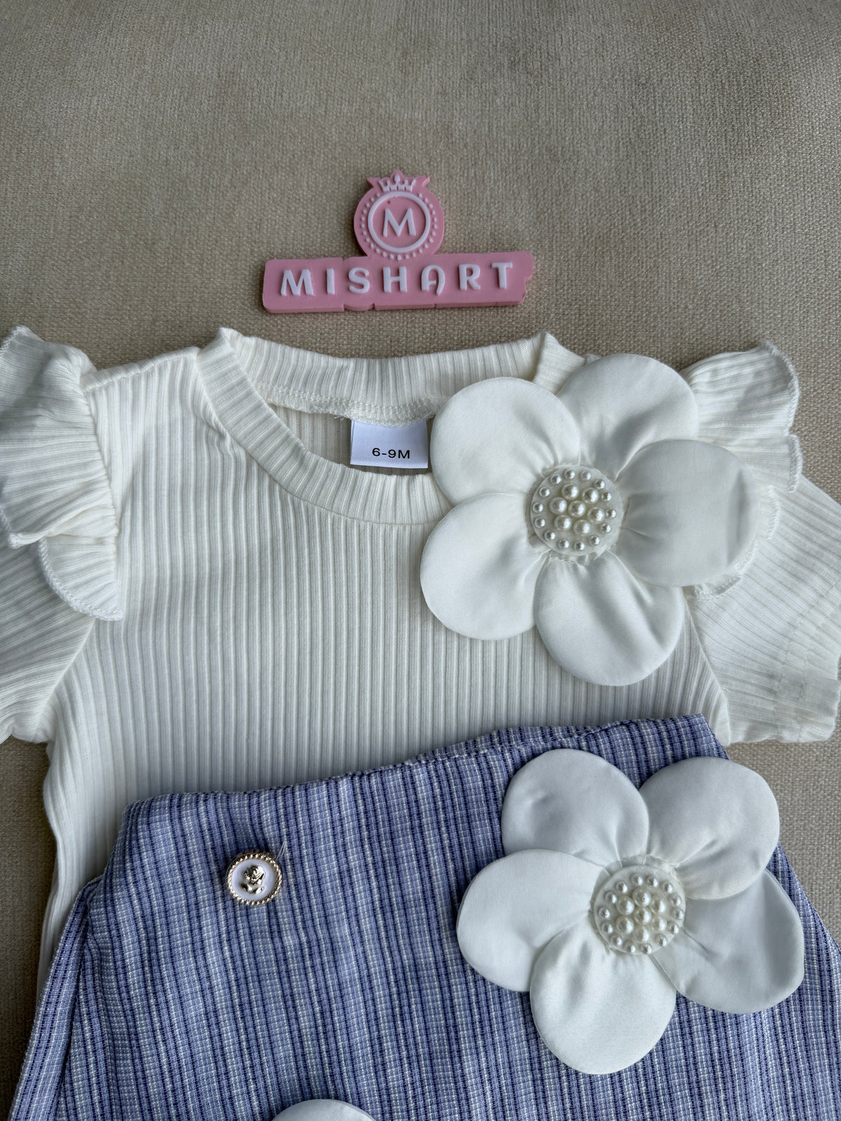 3D flower short skirt set