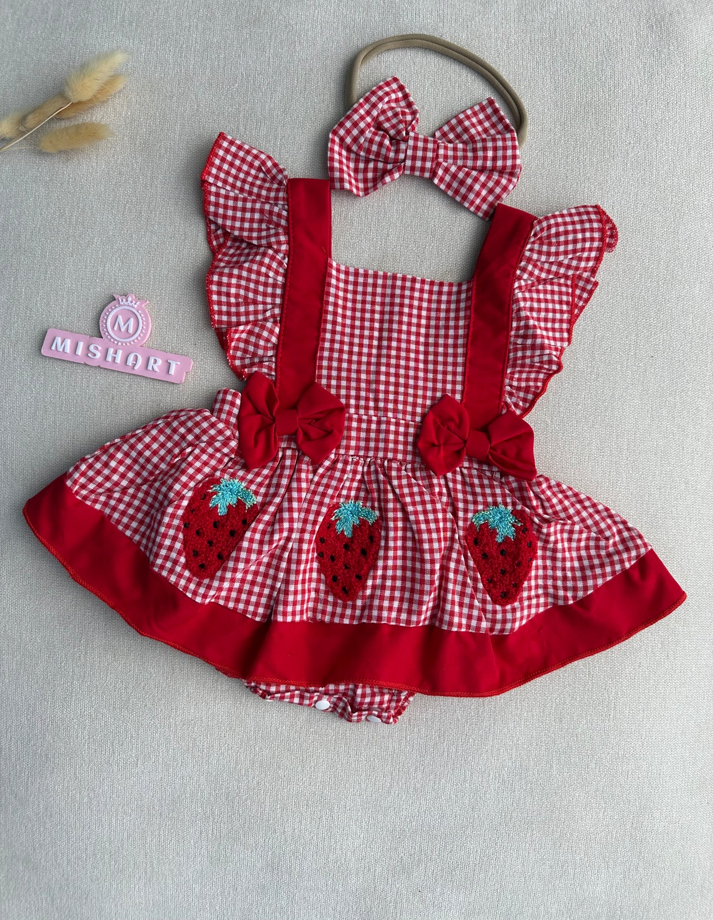 Backless strawberry baby photoshoot dress