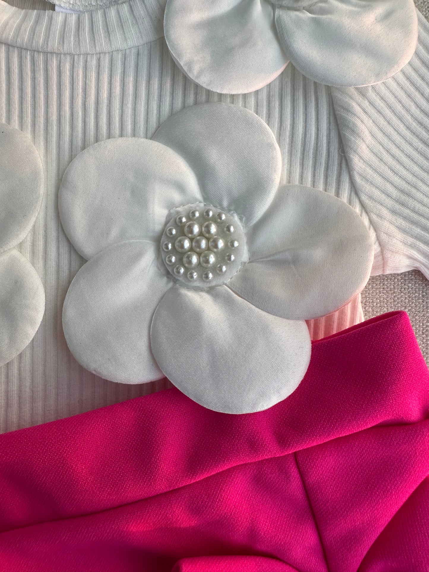 3D flower top & skirt with hat set