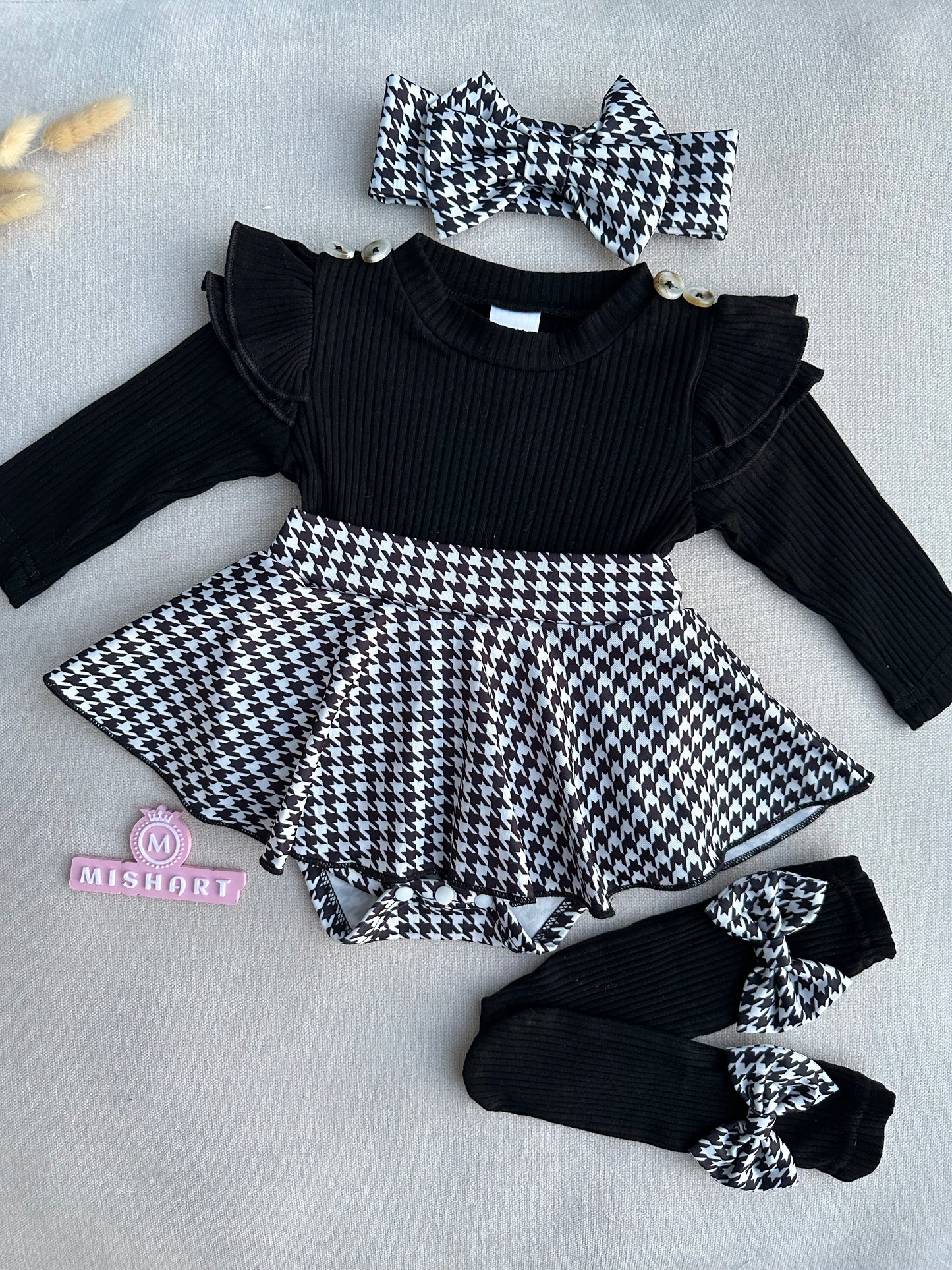 Exclusive black romper set with socks & headband