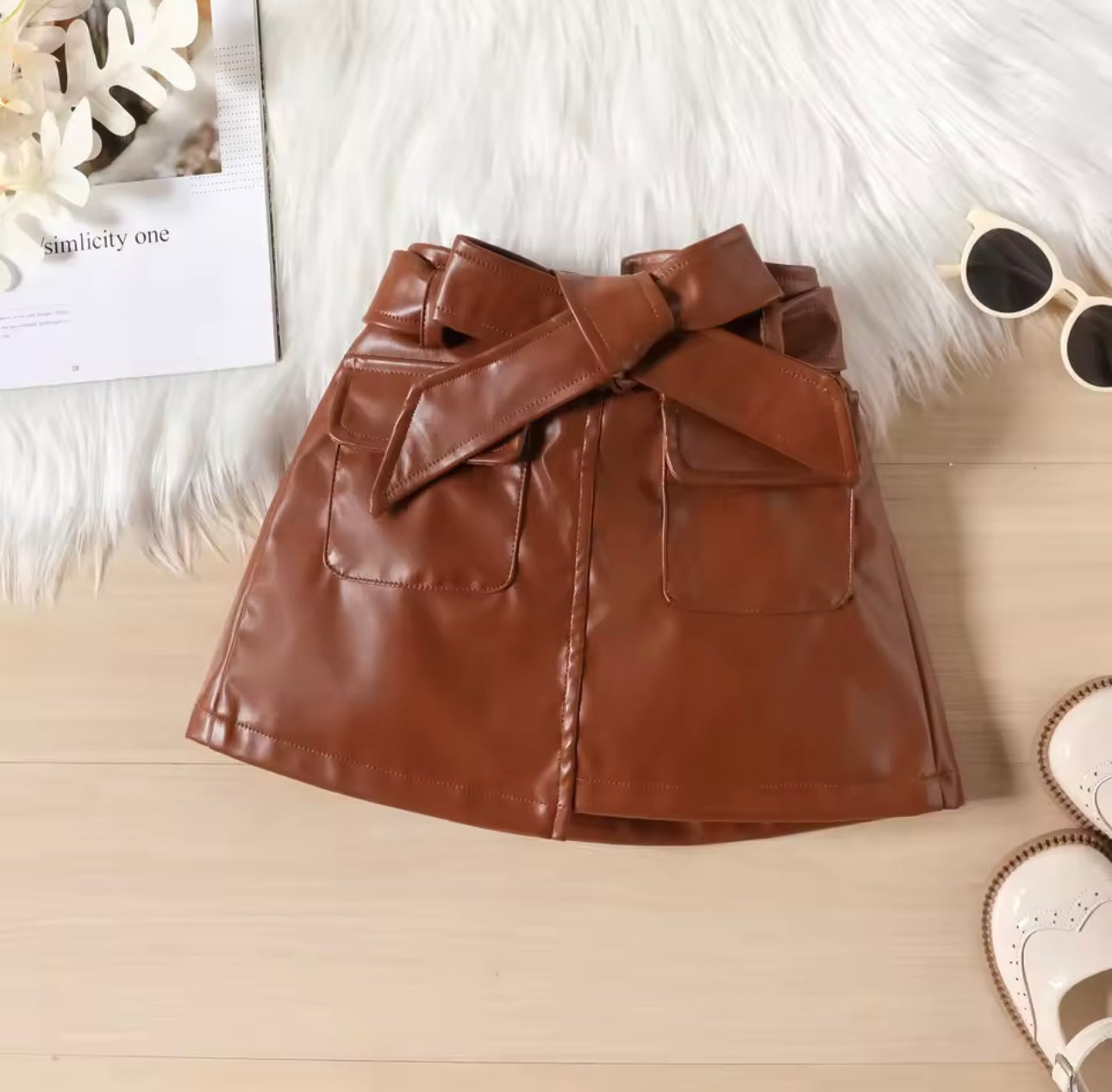 Leather skirt & top set