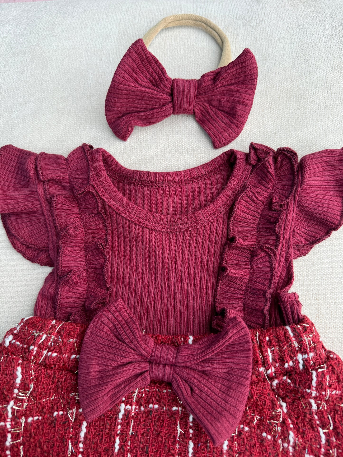 Berry Royale Ruffle Dress with socks