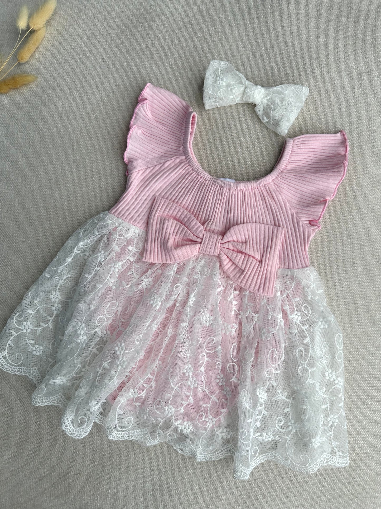 Cute romper embroidered dress  with headband