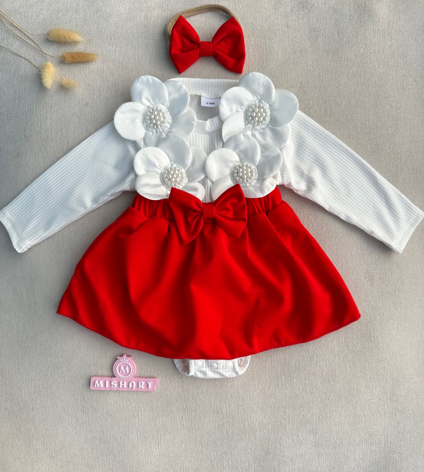 Cute 3D  Flower  romper with headband