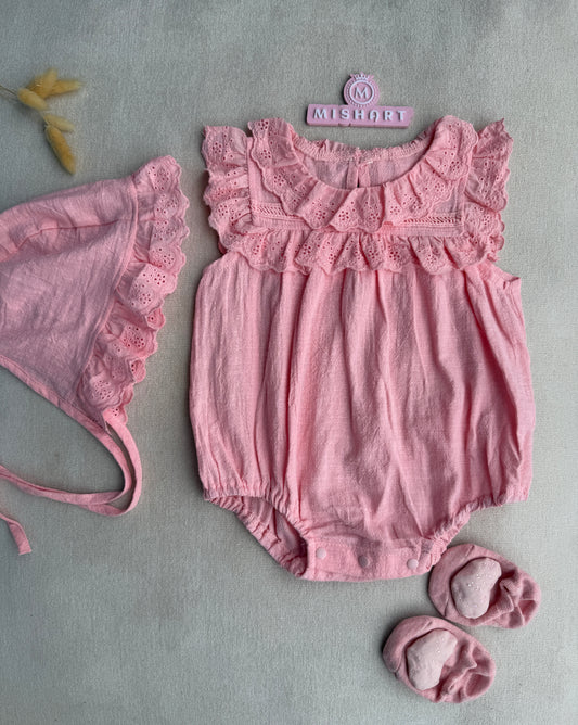 soft Pink Ruffle Baby Romper