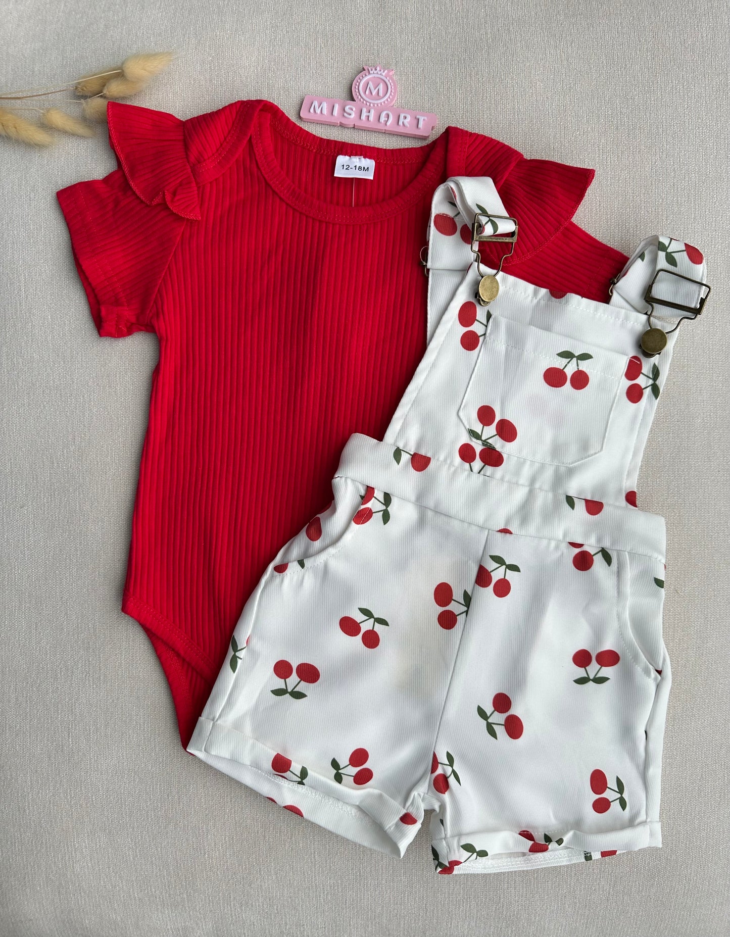Cherry red romper set