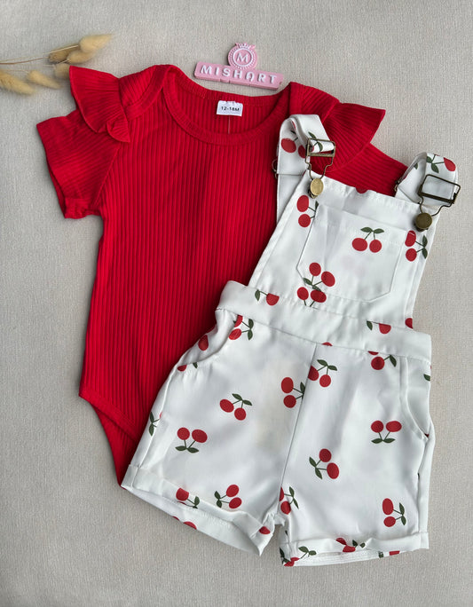 Cherry red romper set