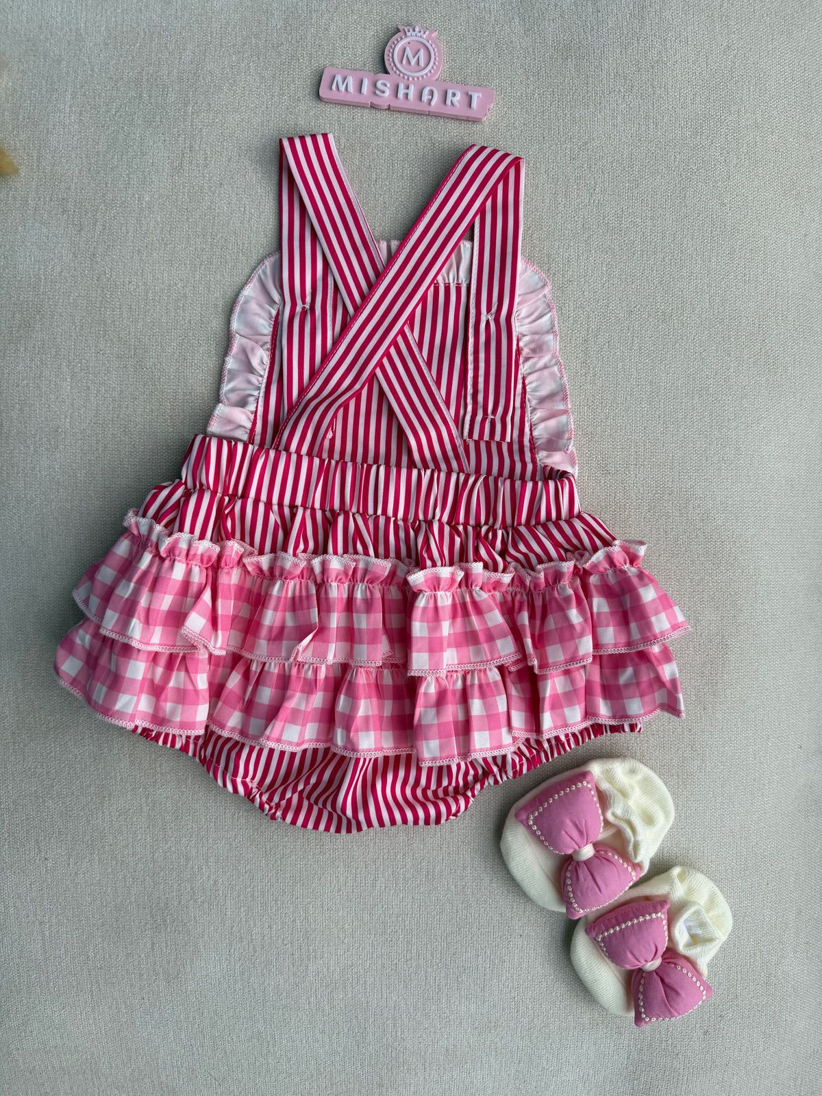 Sweetheart Stripe Romper with socks