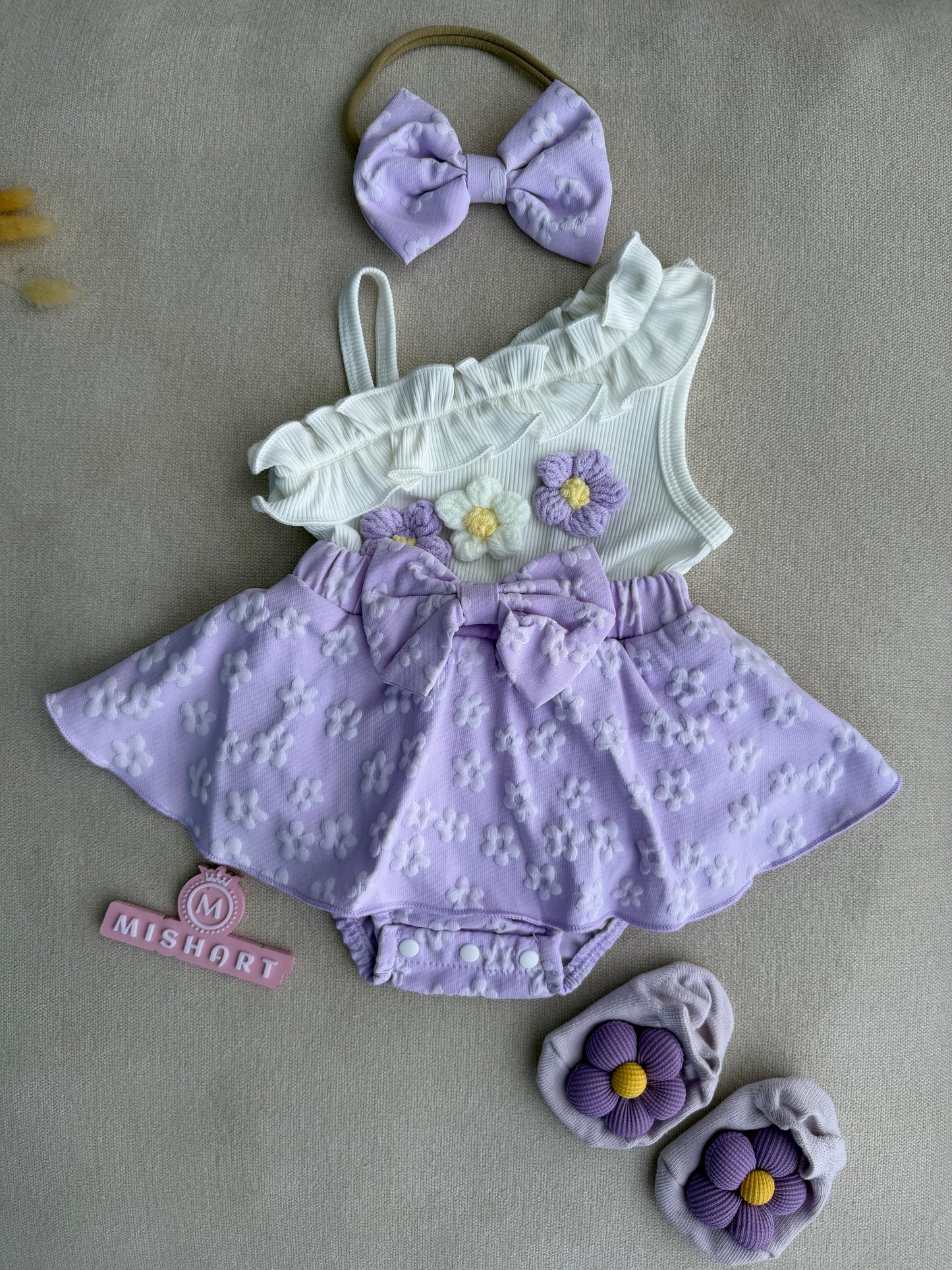 Lavender Floral Baby Girl Romper Set 💜