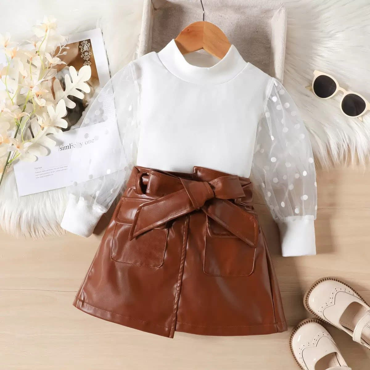Leather skirt & top set